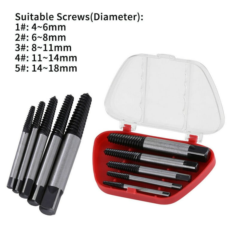 5Pcs Damaged Screw Extractor Set - Easy Out Screw Remover - Broken Nuts and  Bolts Extractor Set - Stripped Screw Head Removal