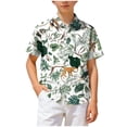 thumbnail image 5 of CAICJ98 Boys Hawaiian Shirt Short Sleeve Button Down Shirt Kids Casual Floral Tropical Beach Shirts (Light Green,11-12 Years), 5 of 6
