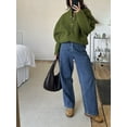 thumbnail image 3 of Woman Fashion Loose Gray Warm Baseball Jacket 2023 Spring Casual Oversized Bomber, 3 of 6