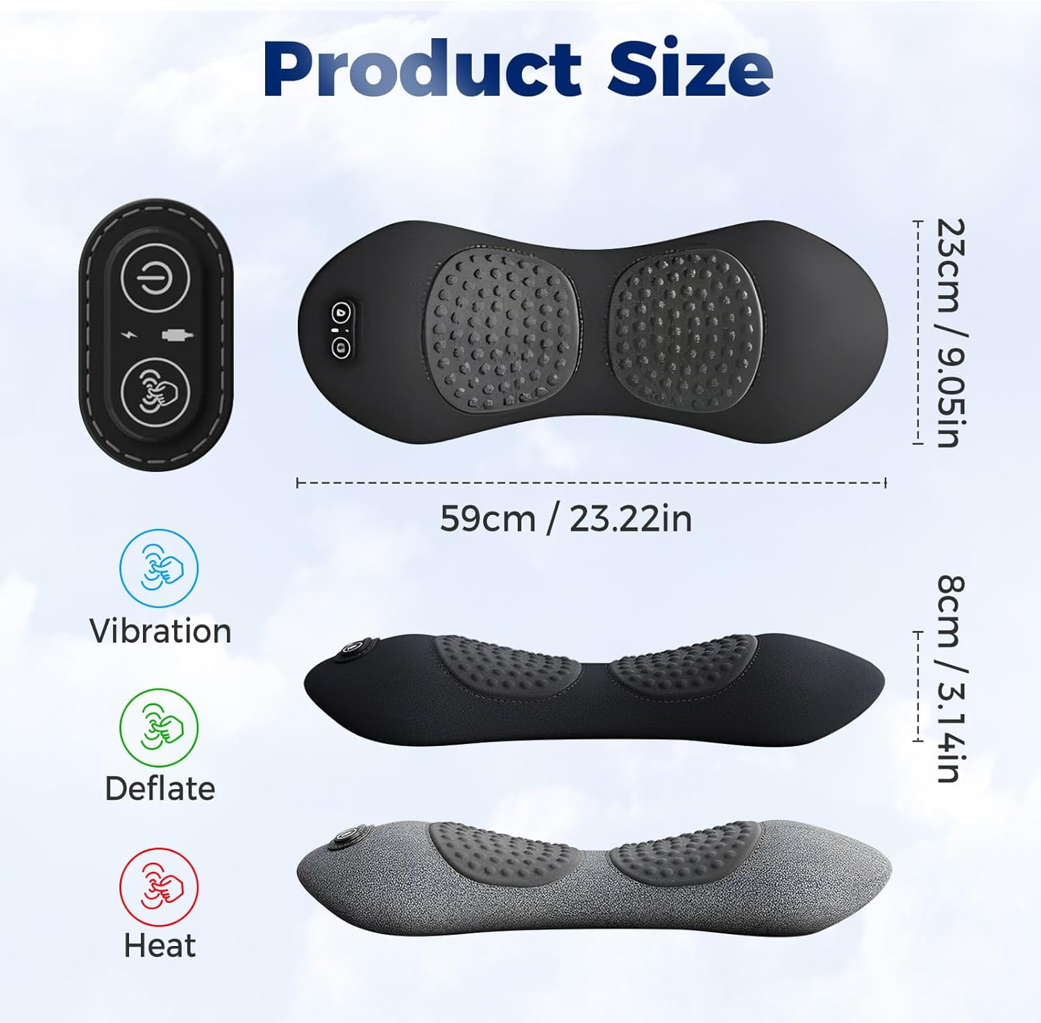 3-in-1 Back Massager, 2025 New Electric 3 in 1 Back Massager with Traction Lifting and Vibration Massage and Heat Compress Against Pain, Backs Massagers for Neck and Shoulder and Backs (Light Gray)