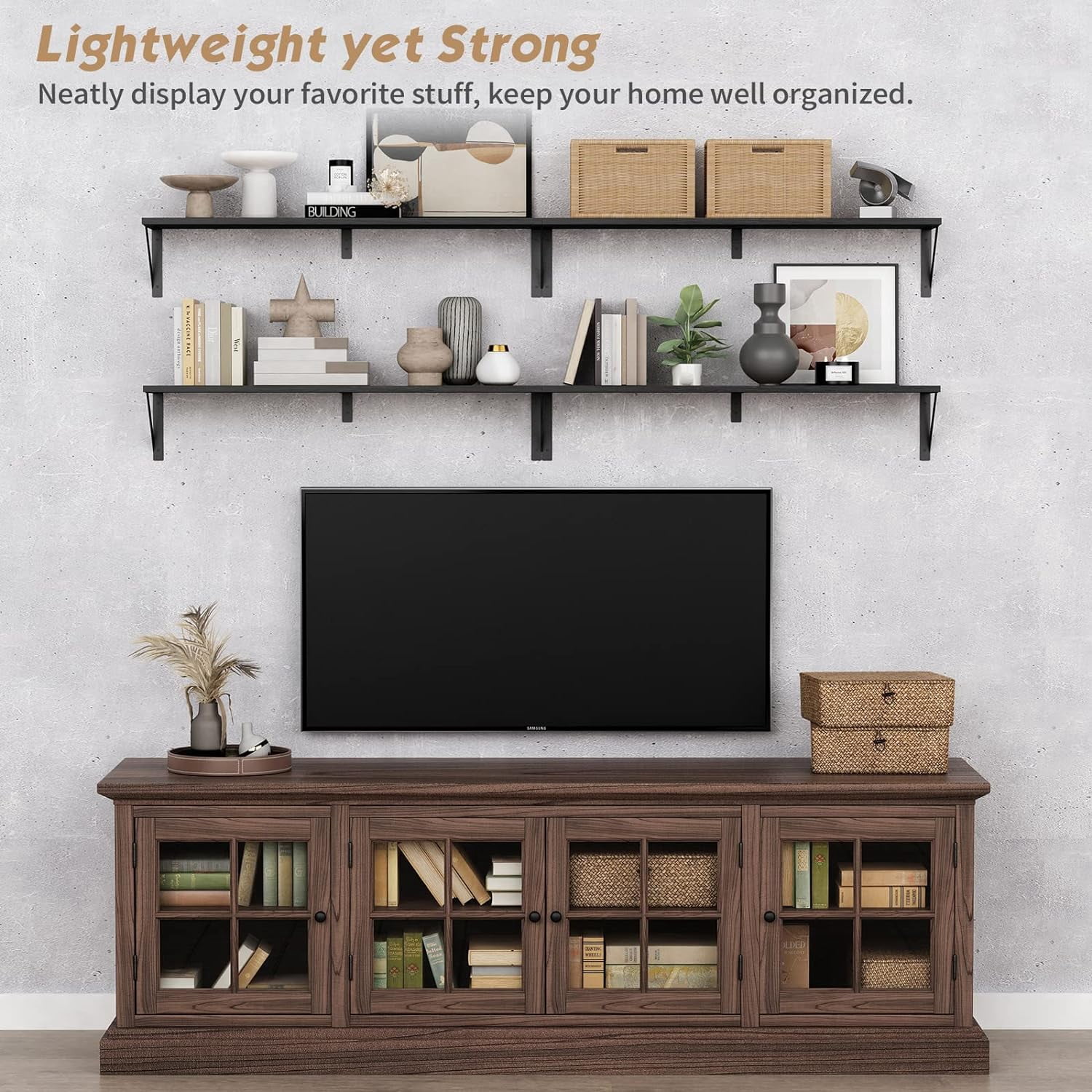 Floating Shelves 36 Inches Long 8 in Deep Set of 3, Large Wall Shelf for Bedroom Books, Heavy Duty Wide Wall Shelving for Living Room Office Kitchen Closet Organizers and Storage