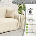 thumbnail image 3 of Couch Cover Sofa Covers for 3 Cushion Sectional Couch Covers L Shape Couch Cover with Tassel Sofa Protector Washable Reversible Chenille Sofa Slipcover for Pet (Beige,XLarge（71 * 134), 3 of 8