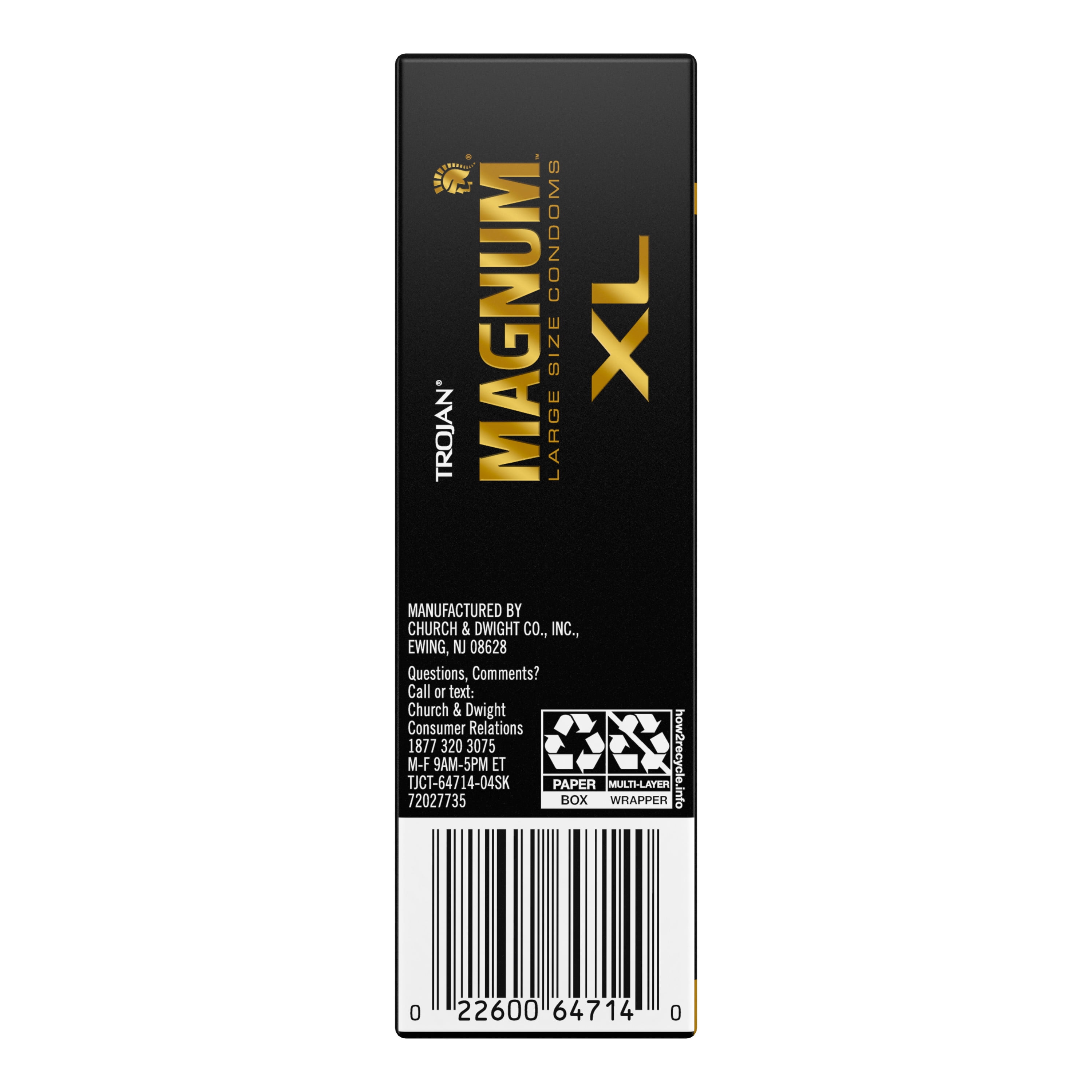 TROJAN Magnum XL Large Size Lubricated Condoms - 12 Count 