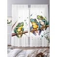 thumbnail image 3 of Watercolor Frog Sheer Curtains 2 Panels Set Green Frogs Animals Branch Cartoon Sheer Window Curtains Light Filtering Rod Pocket Voile Drapes for Bedroom Living Room 52"X108", 3 of 8