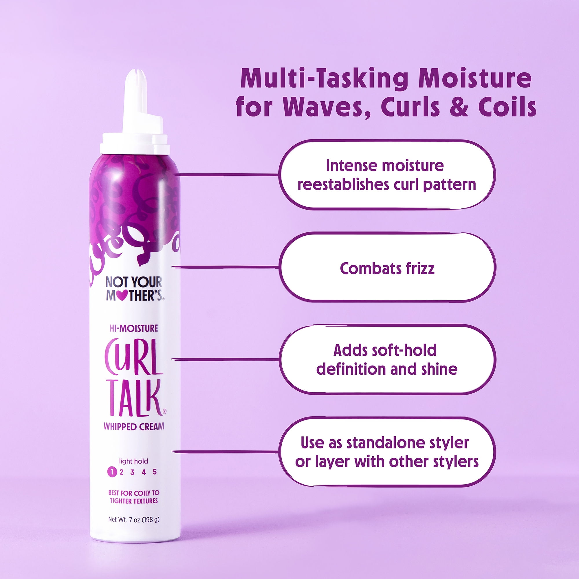 Not Your Mother's Curl Talk Hi-Moisture Whipped Curl Cream for Curly Hair, 7 oz