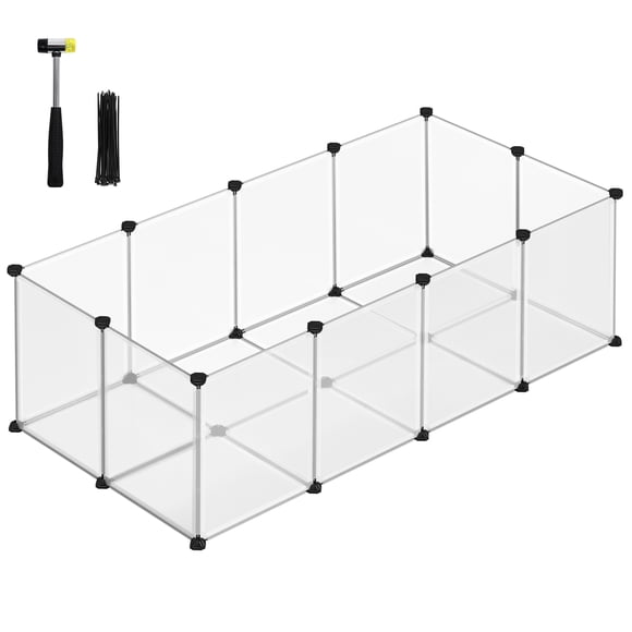 SONGMICS Valla para Mascotas, Parque para Cobayas con Suelo, para Animales Pequeños, Hámsters, Conejos, Erizos, 143 x 73 x 46 cm, Blanco