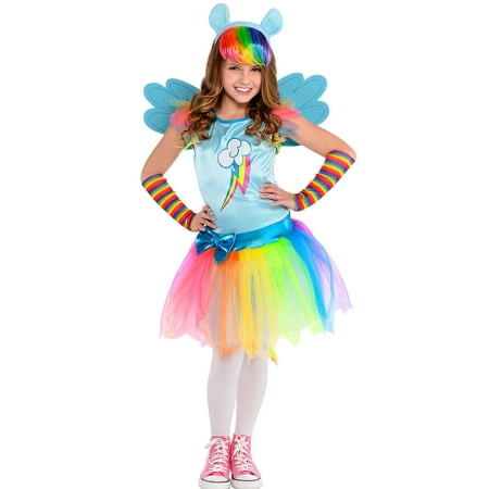 Costumes USA My Little Pony Rainbow Dash Costume for Girls, Includes a Dress, Wings, Arm Warmers, and More