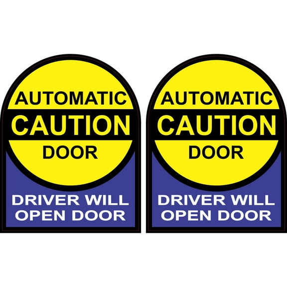 StickerTalk Driver Will Open Automatic Door Vinyl Stickers, 1 sheet of 2 stickers, 2.5 inches x 3.2 inches each