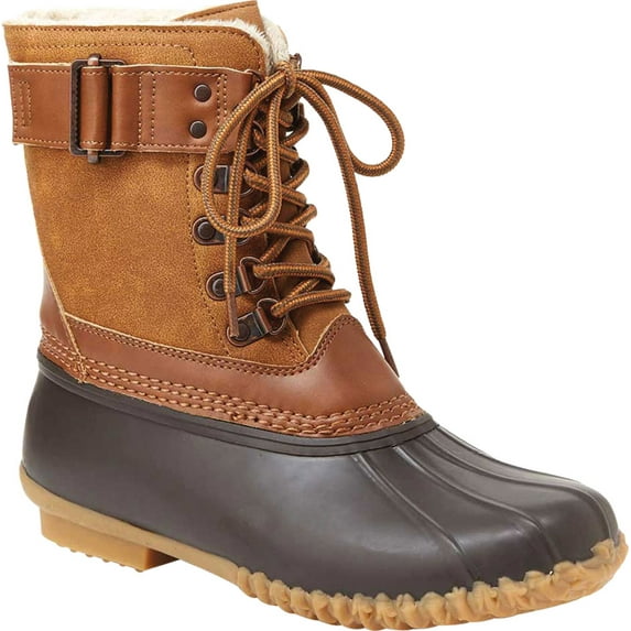 Women's Jambu JBU Vancouver Waterproof Duck Boot Brown/Whiskey Vegan Nubuck/Rubber 7.5 M