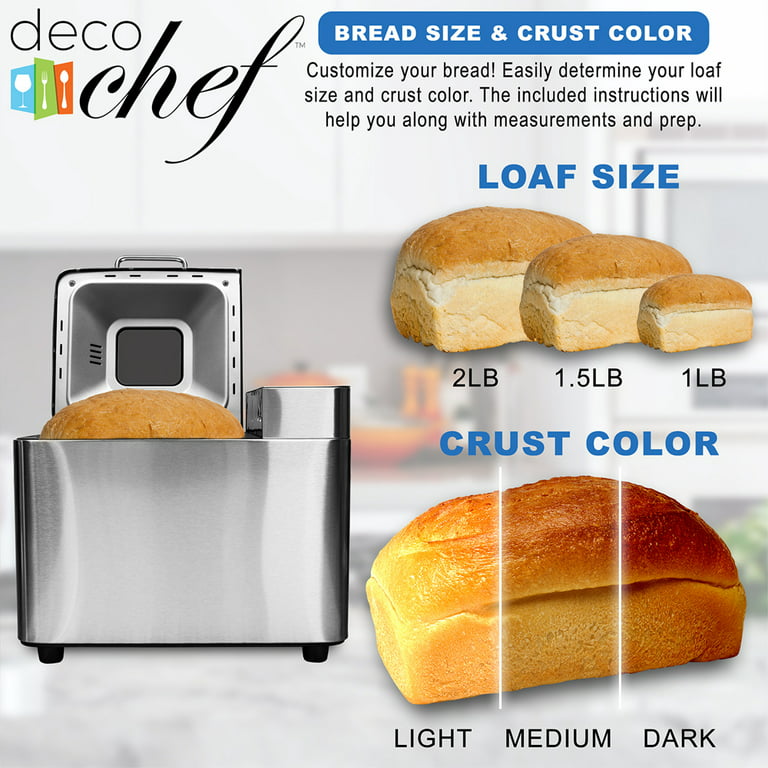Deco Chef 2 LB Stainless Steel Bread Maker with Smart Cooking  Programs+Warranty 