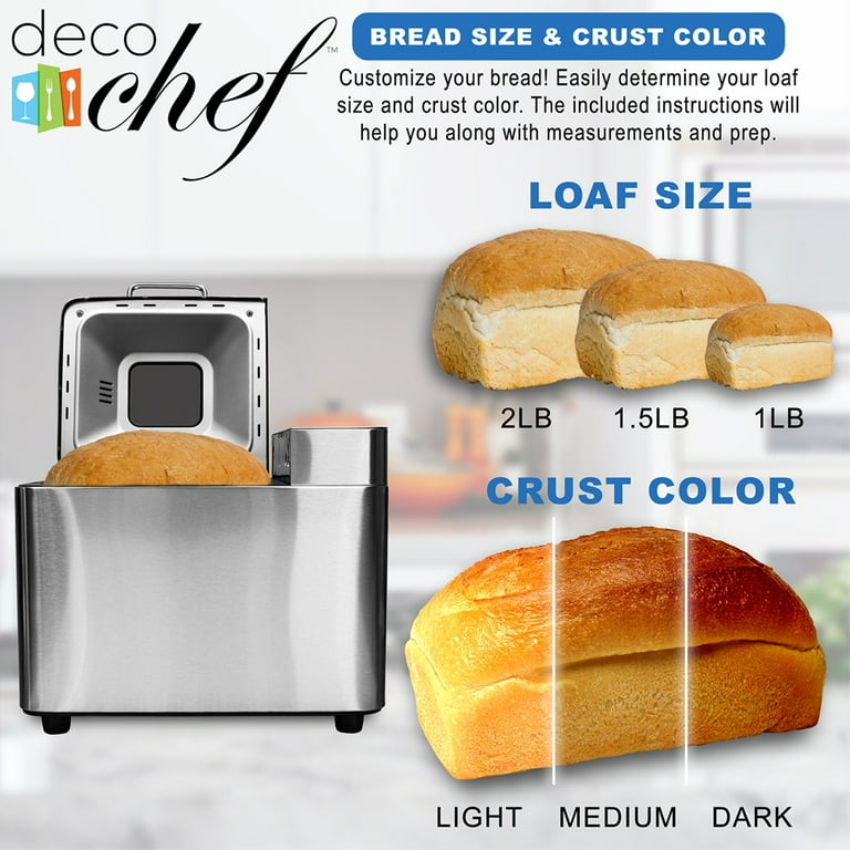 Deco Chef 2 LB Stainless Steel Bread Maker with Smart Cooking  Programs+Warranty 