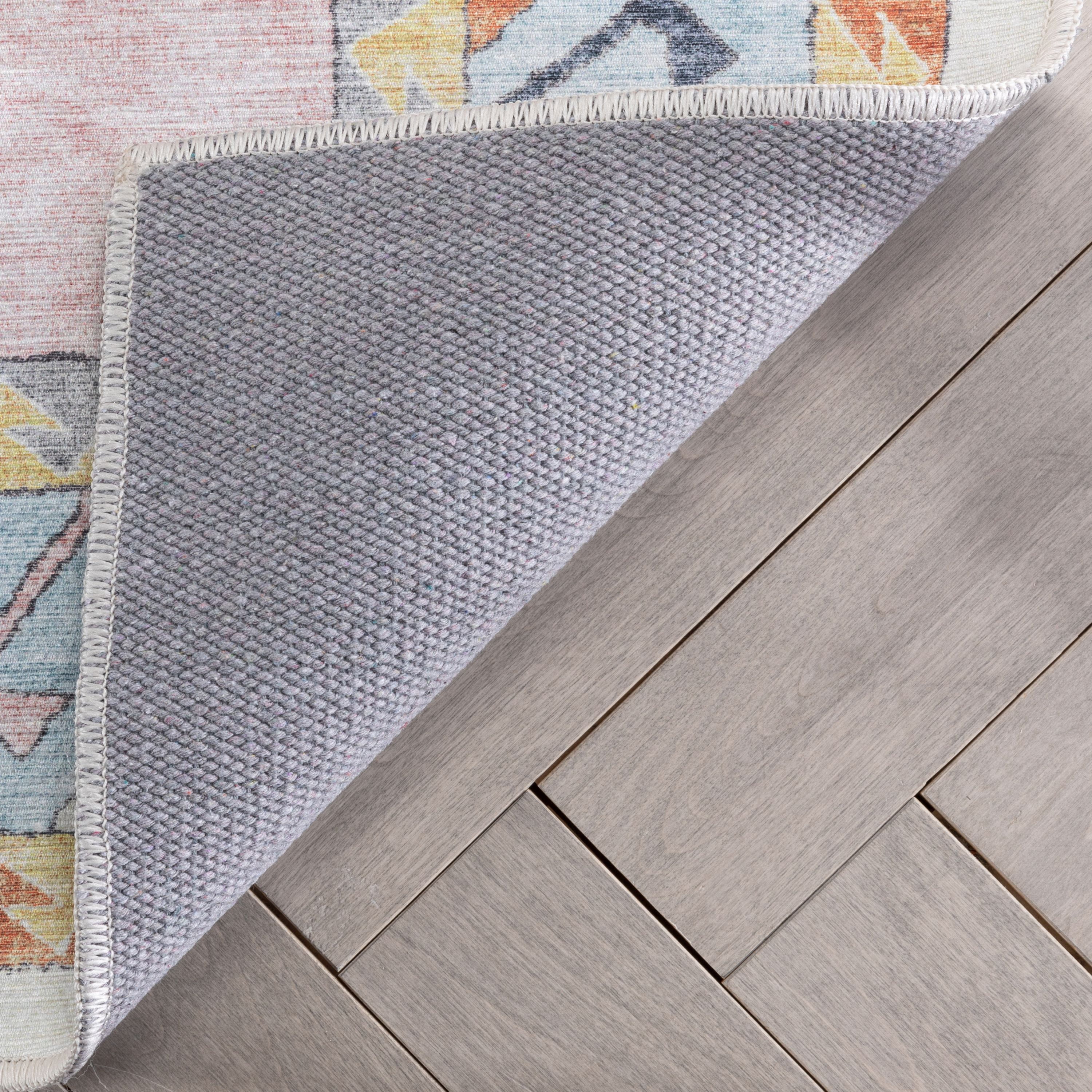 Well Woven Kids Rugs Ethnic Soft Medallion Modern Pink Beige Printed Distressed Machine Washable 5' x 7' Area Rug
