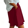 thumbnail image 5 of Admvng Women's Linen Shorts Ruffle Hem Loose Elastic High Waist Casual Beach Vacation Shorts, 5 of 8
