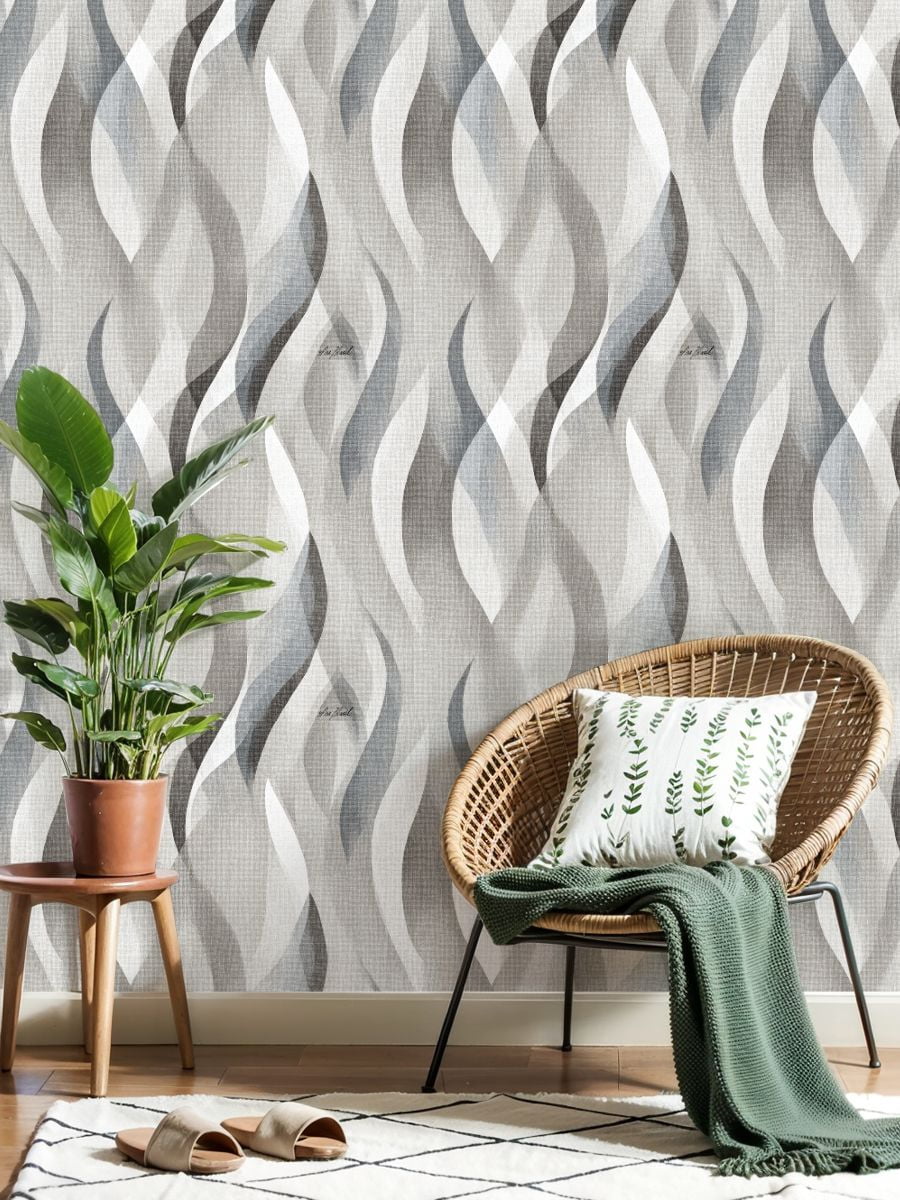 Peel and Stick Wallpaper Symmetrical Flowing Lines Elongated Abstract Monochrome Wall Mural 23.6in x 9.8ft Self Adhesive Removable Wall Paper Renter Friendly Wallpaper for Nursery Bedroom Cabinets