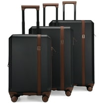 ELLE Luxe Journey 3 Piece Expandable Retro Spinner Luggage Set | Black