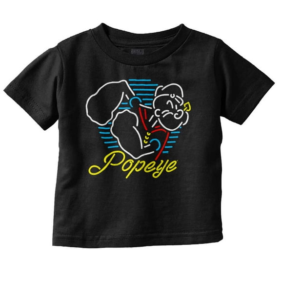 Popeye Neon Sign Sailor Cartoon Toddler Boy Girl T Shirt Infant Toddler Brisco Brands 6M