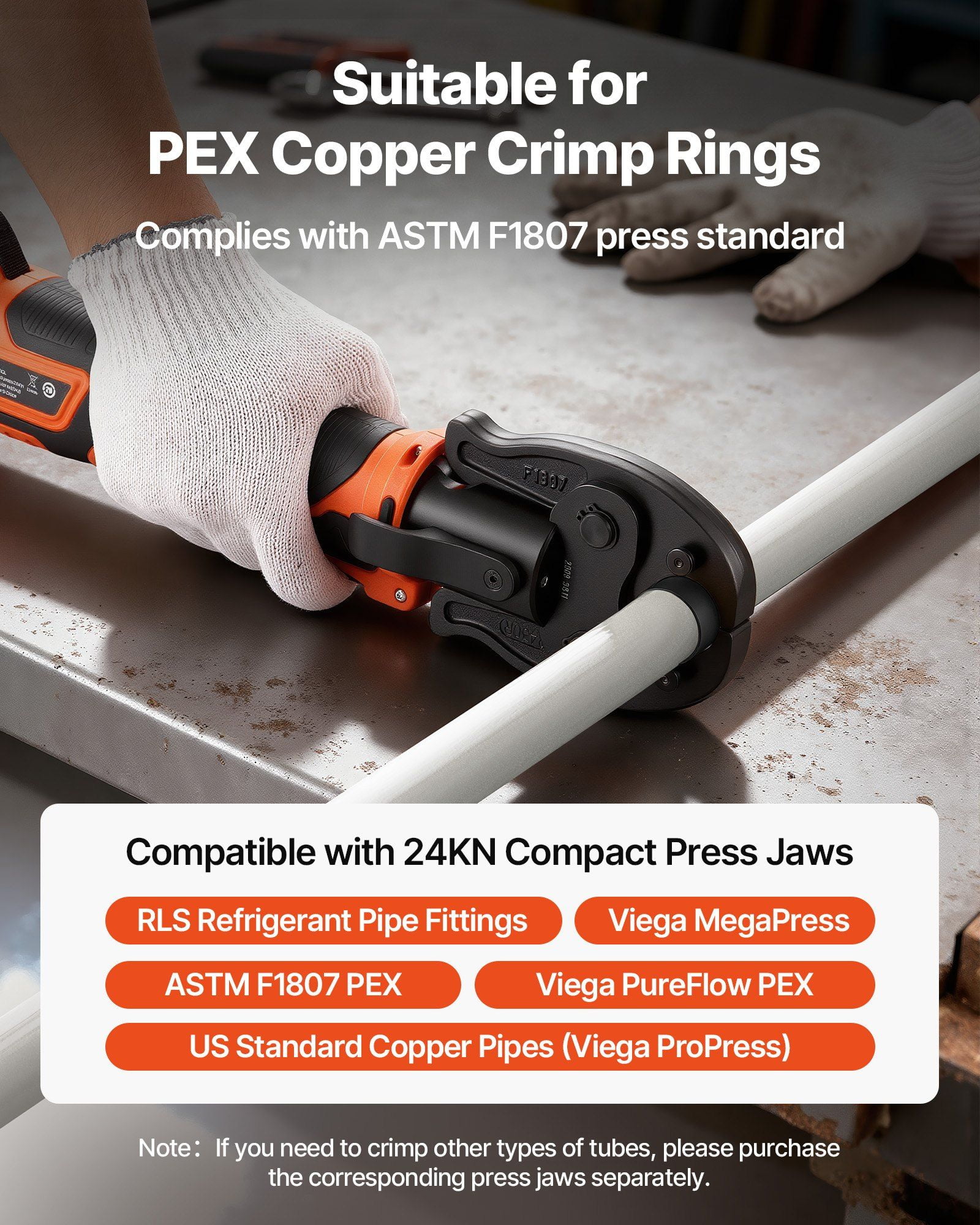 Professional Cordless Electric PEX Press Tool Kit - 18V, 3 Jaw Sizes for 1/2", 3/4", 1" PEX, Includes 2 Batteries & Fast Charger, Portable Carry Case - ASTM F1807 Certified