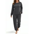 thumbnail image 2 of UVN Pajama Sets for Women Waffle Knit Lounge Sets Long Sleeve Henley Shirts and Long Pants Sleepwear 2 Piece Pjs Soft Comfy Loungewear with Pockets, 2 of 8