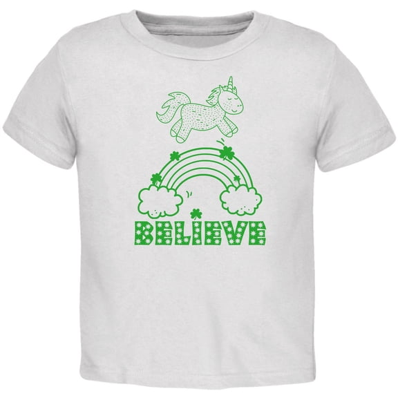 St Patricks Day Shamrock Rainbow Unicorn Believer Toddler T Shirt