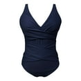 thumbnail image 4 of GEWSEY Women Tummy Control One Piece Swimsuit - Push Up Bathing Suit Full Coverage Swimwear Dark Blue, XL, 4 of 5