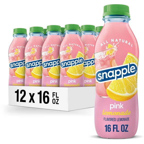 Snapple Pink Lemonade, TWE5 16 fl oz recycled plastic bottle, Pack of 12