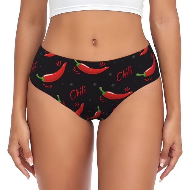 Balery Red Hot Chili Ropa Interior de Algodón para Mujer con Dibujo – Braguitas Cómodas y Elásticas, Estilo Clásico-Small