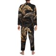 thumbnail image 7 of Salouo Vintage Metal Dragon Print Button-Front Long Sleeve Pajama Set for Men, Soft 2Pjs Men's Long Sleeve Sleepwear -XX-Large, 7 of 7