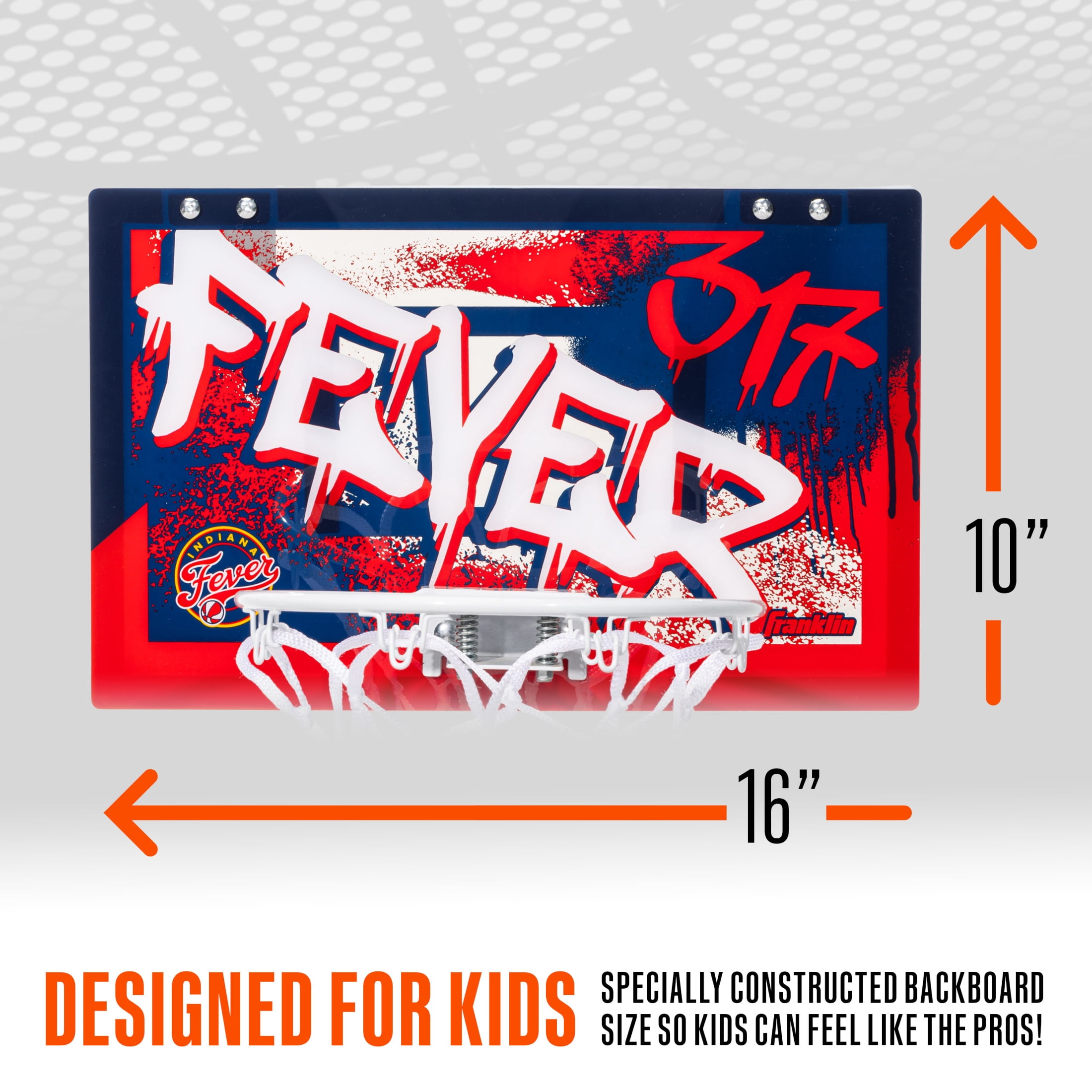 Franklin Sports WNBA Indiana Fever Over the Door Basketball Hoop - Kids Indoor Basketball Hoop with Mini Ball - WNBA Fan Shop Mini Hoop for Bedroom + Office
