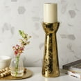 thumbnail image 3 of Elements 4X12-inch Gold Foil Ceramic Candle Holder, 3 of 9