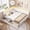 Queen-Beige, variant on Queen Size Corner Bed Frame with 2 Storage Drawers,Queen Daybed with Charging Station and Led Lights,Metal Platform Corner Bed with Upholstered Guardrail,Modern Bed Frame,Beige