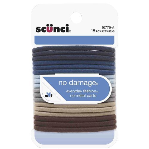 scunci No Damage Elastic Hair Bands, Denim