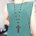 thumbnail image 4 of Wooden Cross Pendant Necklace Retro Gothic Punk Style Religious Jewelry Unisex Fashion Accessory for Men and Women, 4 of 6