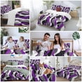 thumbnail image 5 of 3 Piece Purple Stripe Duvet Cover Set Queen Size,Microfiber Comforter/Quilt Cover with Corner Ties and 2 Pillowcases,Black Grey White Gradient Striped Geometric All Season Bedding with Zipper Closure, 5 of 8