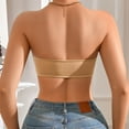 thumbnail image 5 of ZJXFGS Strapless Bras For Women Push Up Comfortable Top BraletteFront Closure Non-Slip Padded Bandeau Bras Seamless Wireless Strapless Bra Khaki S, 5 of 9