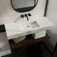 thumbnail image 3 of MEDUNJESS 47" x 19" Wall Mount Bathroom Sink, Matte White Modern Floating Stone Resin Vanity Sink Washing Sink Art Basin, 3 of 10
