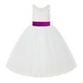 thumbnail image 2 of Ekidsbridal Girl Wedding Flower Girl Dress - V-Back Ivory Lace Tulle with Bow Sash 212noFT-A (Size: 2-10), 2 of 3