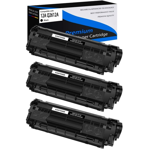 KCMYTONER 3-Pack Black Compatible Toner Cartridge Replacement for HP 12A Q2612A use with Laserjet Printer 1010 1012 1015 1018 1020 1022 1022n 1022nw 3015 M1005 M1319F 3030 3050 3052 3055 Printer