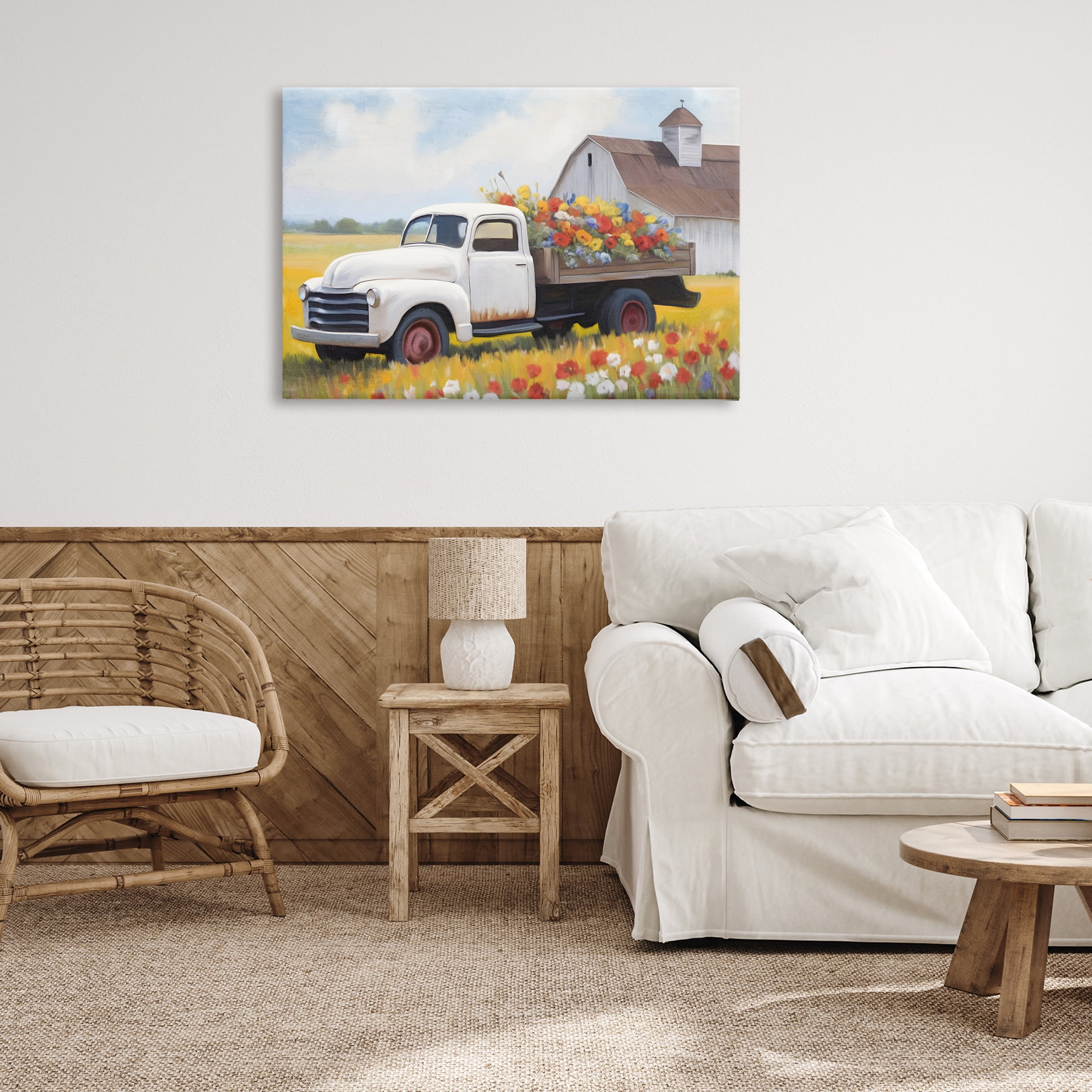 Stupell Industries Floral Truck Delivery Plants & Flowers Painting Wrapped Canvas Art Print Wall Art, 36 x 24