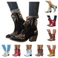 thumbnail image 7 of Leozcaa Women's Cowboy Cowgirl Western Boots Embroidered Stitched Ankle Boots Chunky Heel Short Booties, 7 of 7