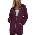 thumbnail image 1 of Innerwin Chandails en Molleton à Capuche Zippés pour Femmes Sweat à Capuche Automne Couleur Unie Chaud Rouge Vin TG, 1 of 4
