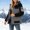 Gray, variant on Drovellove Plus Size Women's Hooded Parka with Zipper Button Front, Stand Up Collar, Color Block Long Sleeve Casual Winter Coat with Pockets
