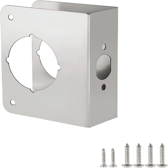 TALENO Door Reinforcement Plate,Stainless Steel,Fits 1-3/4"Doors,2-3/8"Backset,Lock and Door Reinforcer Security,Door Knob/Lock/Latch/Deadbolt Cover Plate,Reinforce and Repair Wood/Metal Doors Single