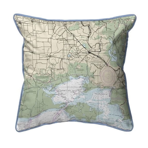 Betsy Drake ZP11345NI 22 x 22 in. Vermilion Bay, LA Nautical Map Extra Large Zippered Indoor & Outdoor Pillow