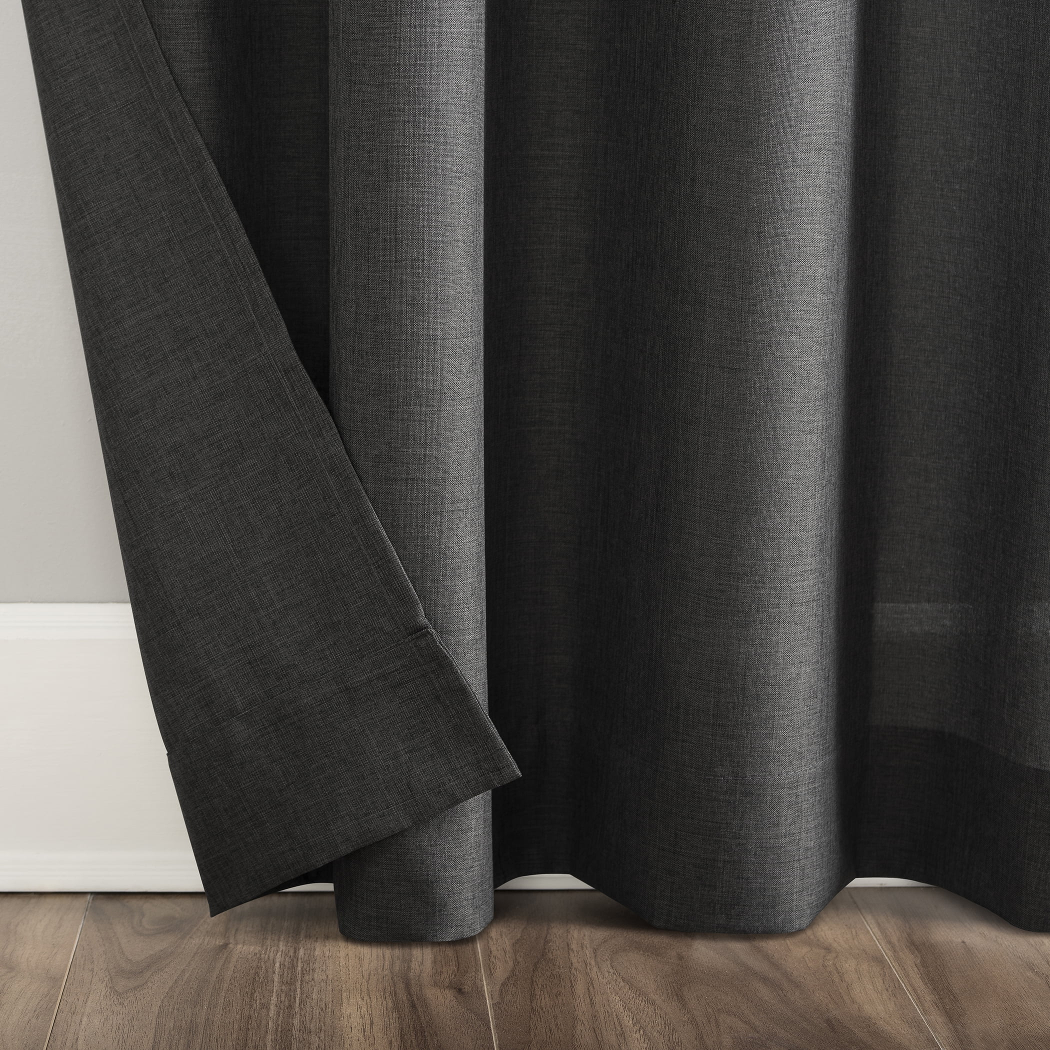 No. 918 Farrell Heathered Texture Semi-Sheer Tab Top Curtain Panel, 40"x63", Coal