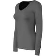 thumbnail image 3 of Bozzolo Women's Basic V-Neck Warm Soft Stretchy Long Sleeves T Shirt, 3 of 10