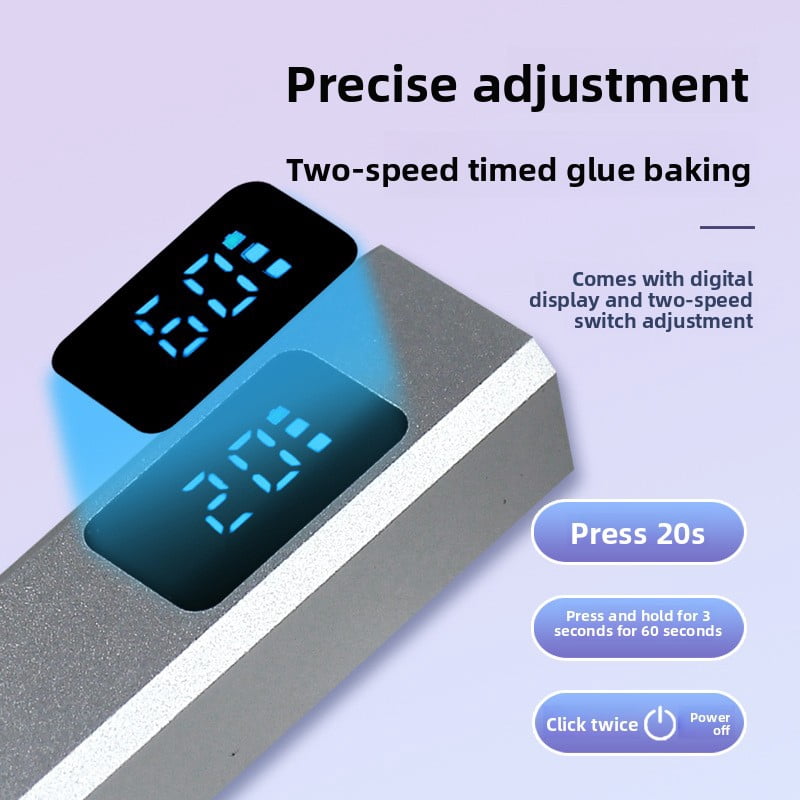 Portable aluminum alloy UV LED nail lamp, handheld cordless single-line nail dryer, used for curing nail polish, mini travel nail care tool