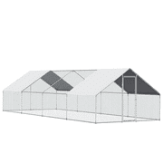 Outdoor Large Metal Chicken Coop for 40 Chickens Walk-in Hen House Poultry Pet Hutch w/ Cover Garden Backyard Cage for Farm Use 193.75 Square Feet