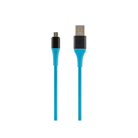 UPC: 0889028124802 | Monoprice USB 2.0 Micro B to Type A Charge and Sync Cable – 6 Feet – Blue | Durable  Kevlar-Reinforced Nylon-Braid – AtlasFlex Series