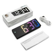 ORIA Electronic Digital Alarm Clock, 6.5inch Large Display LED Clock for Bedside Table Battery Clock with Temperature Display Adjustable Brightness Voice Control for Home, Multicolor