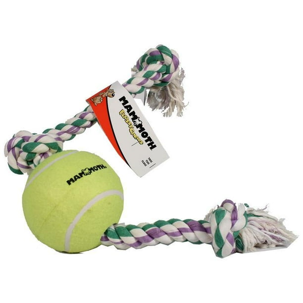 Mammoth Flossy Chews Rope with Tennis Ball Dog Tug Toy, Extra Large, 36